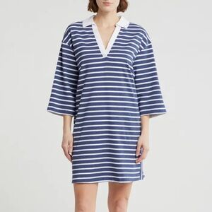 Tommy Bahama NWT Navy and White Striped three quarter sleeve dress